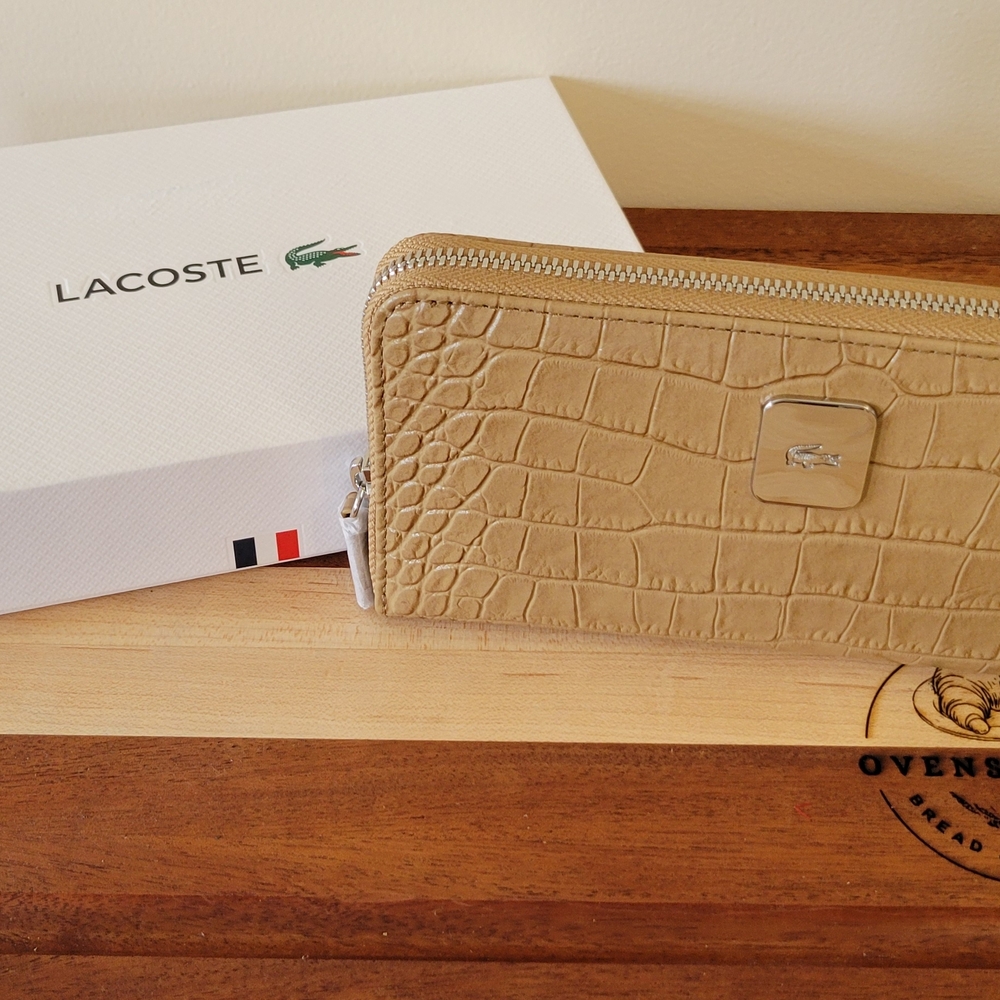 Lacoste Tan Crocodile Embossed Wallet